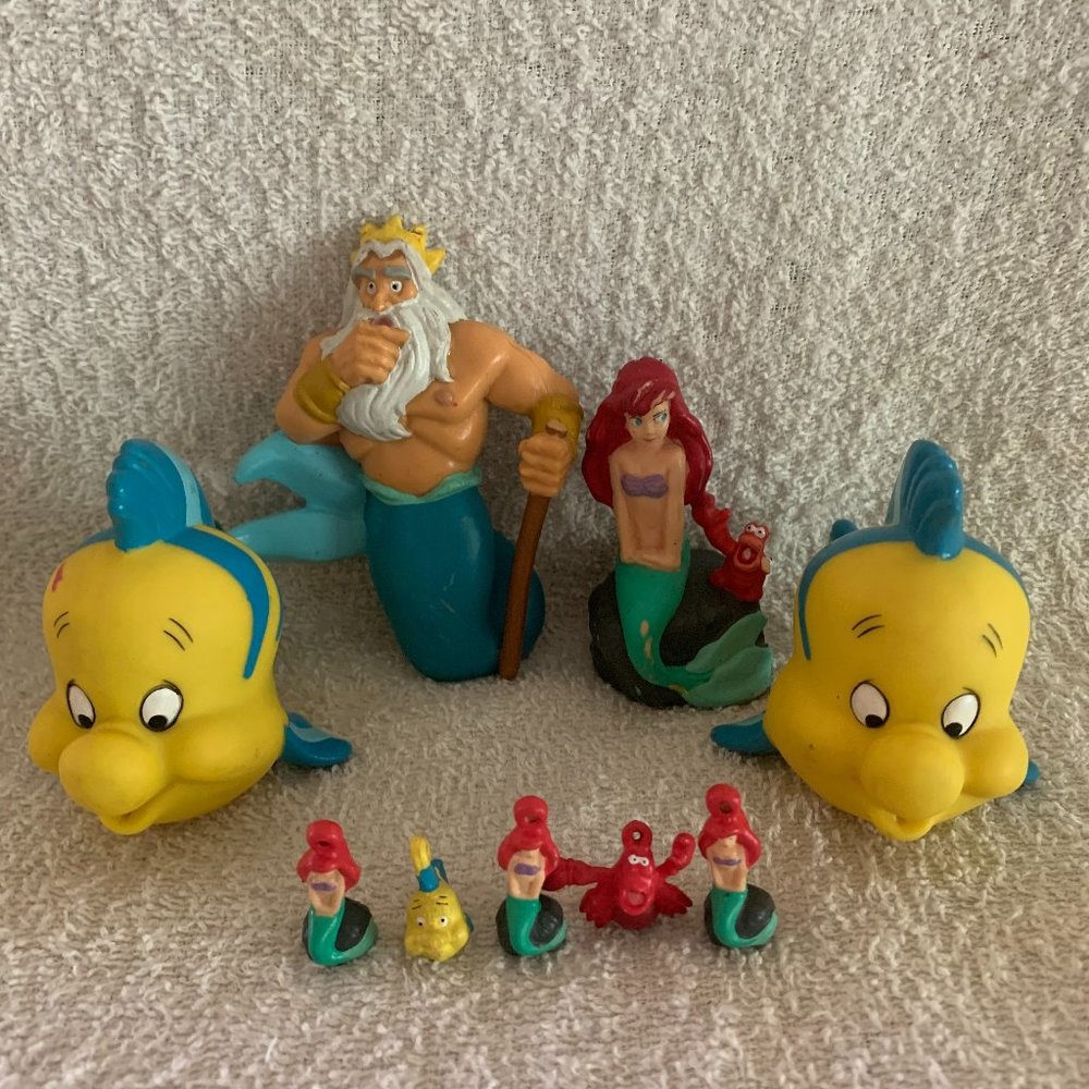 Vintage 90s Disney Little Mermaid Figures and Necklace Bracelet Charms!